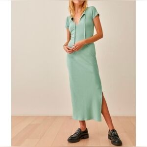 Mint Green Ribbed Midi Dress